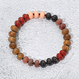 Resin Pebble Beaded Stretch Bracelet