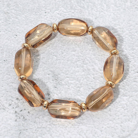 Transparent Faceted Pebble Beaded Stretch Bracelet