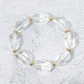 Transparent Faceted Pebble Beaded Stretch Bracelet