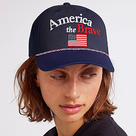 AMERICAN the BRAVE Slogan Embroidered Baseball Cap