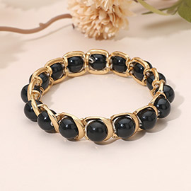 Sleek Ball Beaded Stretch Bracelet