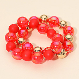 2PCS - Chunky Ball Beaded Stretch Multi Layered Bracelets
