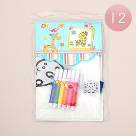 12PCS - Kids DIY Giraffe Graffiti Tote Bag Art Kit