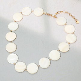 Mother of Pearl Disc Beaded Necklace