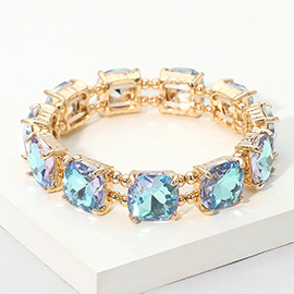 Cushion Square Stone Stretch Evening Bracelet
