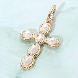 Elegant Pearl Cross Pendant Charm