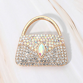 Rhinestone Studded Mini Handbag Pin Brooch