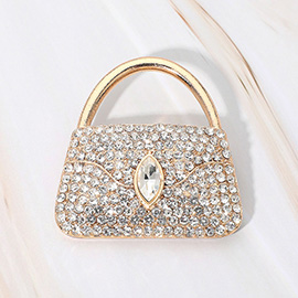 Rhinestone Studded Mini Handbag Pin Brooch