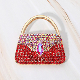 Rhinestone Studded Mini Handbag Pin Brooch