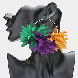 Oversized Fabric Floral Petal Statement Hoop Earrings
