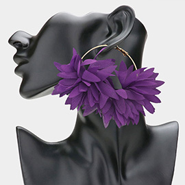 Oversized Fabric Floral Petal Statement Hoop Earrings