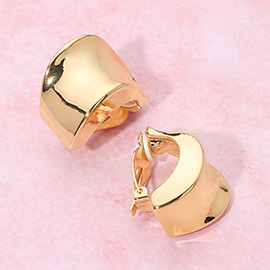 Sculpted Curved Metal Clip On Earrings