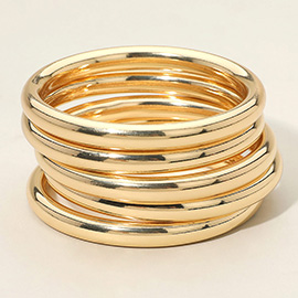 5PCS - Stackable Polished Metal Multi Layered Bangle Bracelets