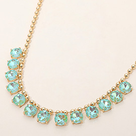 Cushion Teardrop Round Stone Link Evening Necklace