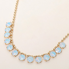 Cushion Teardrop Round Stone Link Evening Necklace