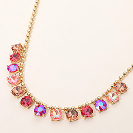 Cushion Teardrop Round Stone Link Evening Necklace