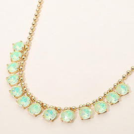 Cushion Teardrop Round Stone Link Evening Necklace
