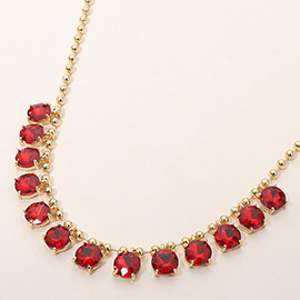Cushion Teardrop Round Stone Link Evening Necklace