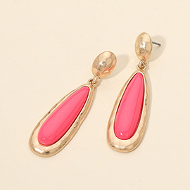 Elongated Teardrop Stone Drop Dangle Earrings