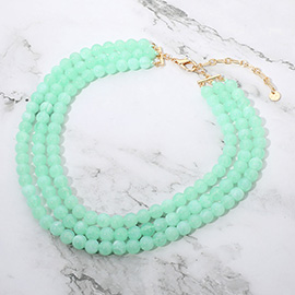 Multi Strand Marbled Resin Ball Beaded Layered Statement Necklace