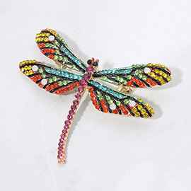 Rhinestone Embellished Dragonfly Pin Brooch