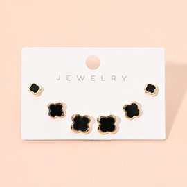 3Pairs - Quatrefoil Stud Earring Set
