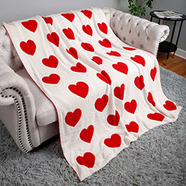 Heart Patterned Reversible Throw Blanket