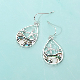 Abalone Starfish Wave Teardrop Dangle Earrings