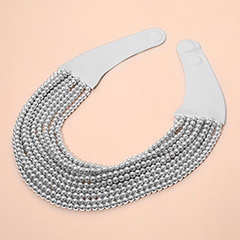 Multi Layered Metal Ball Beaded Magnetic Statement Collar Necklace