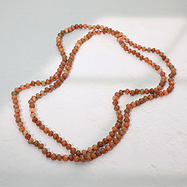 Marbled Flat Beaded Layering Long Necklace