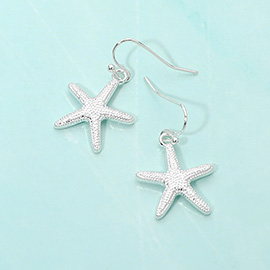 Textured Metal Starfish Dangle Earrings