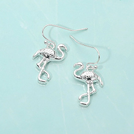 Metal Flamingo Dangle Earrings