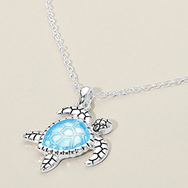 Sea Turtle Charm Pendant Necklace