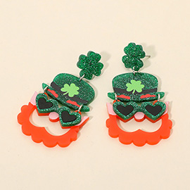 Playful Resin Leprechaun Drop Dangle Earrings