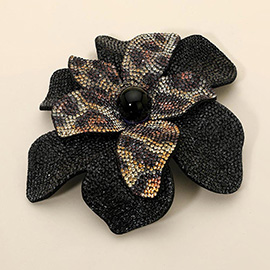 Pearl Accent Bling Studded Flower Pin Brooch Alligator Snap Hair Clip