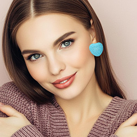 Rhinestone Paved Heart Earrings