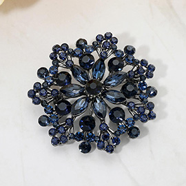 Floral Rhinestone Cluster Pin Brooch