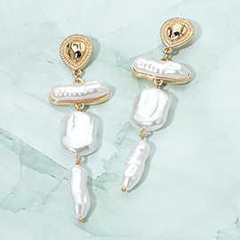 Abstract Pearl Link Drop Statement Earrings